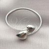 Rhodium Plated Individual Bangle, Heart Design, with White Cubic Zirconia, Polished, Rhodium Finish, 07.421.0002.1