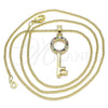 Oro Laminado Pendant Necklace, Gold Filled Style key Design, with Multicolor Micro Pave, Polished, Golden Finish, 04.344.0010.2.20