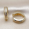 Oro Laminado Huggie Hoop, Gold Filled Style with White Micro Pave, Polished, Golden Finish, 02.283.0277.20