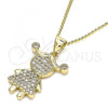 Oro Laminado Pendant Necklace, Gold Filled Style Little Girl Design, with White Micro Pave, Polished, Golden Finish, 04.156.0275.20