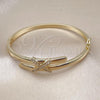 Oro Laminado Individual Bangle, Gold Filled Style with White Micro Pave, Polished, Golden Finish, 07.204.0006.04