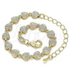 Oro Laminado Fancy Bracelet, Gold Filled Style Heart Design, Polished, Golden Finish, 03.145.0014.06