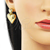 Oro Laminado Stud Earring, Gold Filled Style Heart Design, Polished, Golden Finish, 02.282.0019