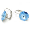 Rhodium Plated Leverback Earring, with Light Turquoise Swarovski Crystals, Polished, Rhodium Finish, 02.239.0005