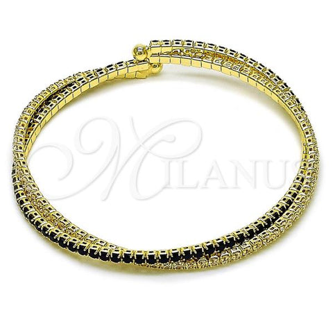 Oro Laminado Individual Bangle, Gold Filled Style with Black and White Cubic Zirconia, Polished, Golden Finish, 07.284.0003.3