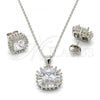 Sterling Silver Earring and Pendant Adult Set, with White Cubic Zirconia, Polished, Rhodium Finish, 10.286.0026.2