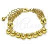 Oro Laminado Fancy Bracelet, Gold Filled Style Ball and Rolo Design, Polished, Golden Finish, 03.331.0302.08