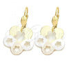 Oro Laminado Dangle Earring, Gold Filled Style Flower Design, Tricolor, 5.109.013