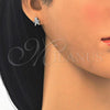 Sterling Silver Stud Earring, Little Boy Design, with White Cubic Zirconia, Polished, Rhodium Finish, 02.336.0033