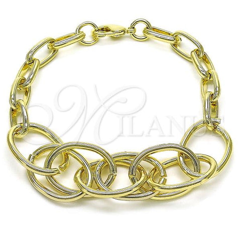 Oro Laminado Fancy Bracelet, Gold Filled Style Rolo Design, Polished, Golden Finish, 03.331.0299.08