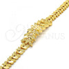 Oro Laminado Fancy Bracelet, Gold Filled Style Leaf Design, Diamond Cutting Finish, Golden Finish, 03.93.0002.07
