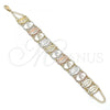 Oro Laminado Fancy Bracelet, Gold Filled Style Guadalupe and Elephant Design, Polished, Tricolor, 03.253.0071.08