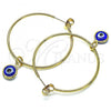 Oro Laminado Medium Hoop, Gold Filled Style Evil Eye Design, Blue Resin Finish, Golden Finish, 02.63.2743.40