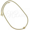 Oro Laminado Pendant Necklace, Gold Filled Style Rat Tail Design, with White Micro Pave, Polished, Golden Finish, 04.63.0008