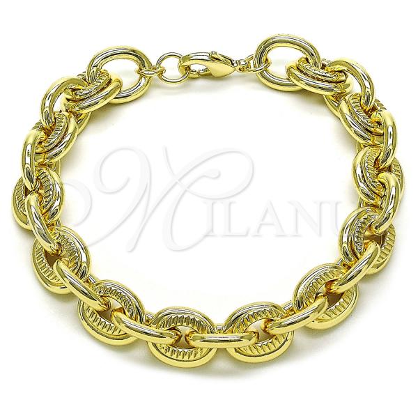 Oro Laminado Fancy Bracelet, Gold Filled Style Rolo Design, Polished, Golden Finish, 03.331.0288.09