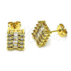 Oro Laminado Stud Earring, Gold Filled Style Baguette Design, with White Cubic Zirconia, Polished, Golden Finish, 02.342.0308
