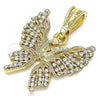 Oro Laminado Fancy Pendant, Gold Filled Style Butterfly Design, with White Crystal, Polished, Golden Finish, 05.351.0124.1