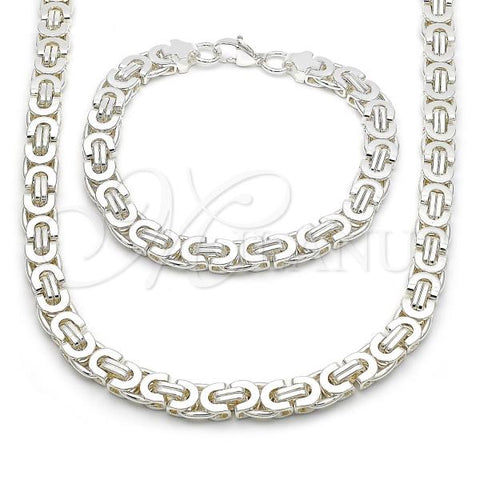 Stainless Steel Necklace and Bracelet, Polished, Silver Finish, 06.116.0057.3