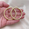 Oro Laminado Large Hoop, Gold Filled Style Hollow Design, Diamond Cutting Finish, Golden Finish, 5.139.008.50
