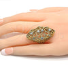 Oro Laminado Multi Stone Ring, Gold Filled Style with White Crystal, Polished, Golden Finish, 01.118.0021.09 (Size 9)