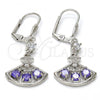 Rhodium Plated Long Earring, with Amethyst Cubic Zirconia and White Micro Pave, Polished, Rhodium Finish, 02.236.0012.7