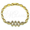 Oro Laminado Fancy Bracelet, Gold Filled Style with White Micro Pave, Polished, Golden Finish, 03.283.0096.07