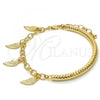 Oro Laminado Charm Bracelet, Gold Filled Style Hollow Design, Diamond Cutting Finish, Golden Finish, 03.63.1822.08