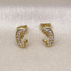 Oro Laminado Stud Earring, Gold Filled Style Guadalupe Design, with White Micro Pave, Polished, Golden Finish, 02.341.0221