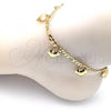 Oro Laminado Charm Anklet , Gold Filled Style Heart and Figaro Design, Polished, Golden Finish, 03.383.0024.1.10