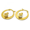 Stainless Steel Small Hoop, with White Cubic Zirconia, Polished, Golden Finish, 02.244.0012.25