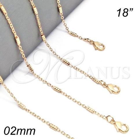 Oro Laminado Basic Necklace, Gold Filled Style Polished, Golden Finish, 04.318.0002.18