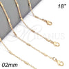 Oro Laminado Basic Necklace, Gold Filled Style Polished, Golden Finish, 04.318.0002.18