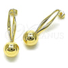 Oro Laminado Dangle Earring, Gold Filled Style Ball Design, Polished, Golden Finish, 02.428.0004