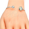 Rhodium Plated Individual Bangle, Flower Design, with Luminous Green Swarovski Crystals, Polished, Rhodium Finish, 07.239.0011.3 (02 MM Thickness, One size fits all)