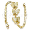Oro Laminado Fancy Bracelet, Gold Filled Style Butterfly Design, Polished, Golden Finish, 03.63.1887.08