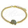 Oro Laminado Fancy Bracelet, Gold Filled Style Elephant Design, with Multicolor Micro Pave, Polished, Golden Finish, 03.368.0072.08