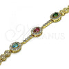 Oro Laminado Fancy Bracelet, Gold Filled Style with Multicolor Cubic Zirconia, Polished, Golden Finish, 03.283.0290.07