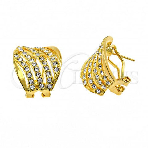 Oro Laminado Stud Earring, Gold Filled Style with White Crystal, Polished, Golden Finish, 02.59.0069 *PROMO*