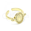 Oro Laminado Multi Stone Ring, Gold Filled Style Virgen Maria Design, Polished, Golden Finish, 01.213.0010