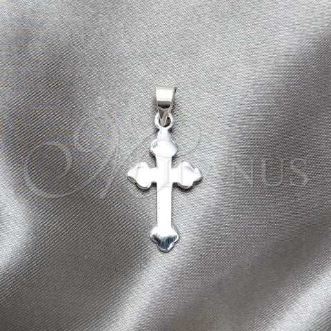 Sterling Silver Religious Pendant, Cross Design, Polished, Silver Finish, 05.392.0100