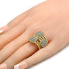 Oro Laminado Multi Stone Ring, Gold Filled Style with White Crystal, Polished, Golden Finish, 01.241.0019.09 (Size 9)