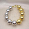 Oro Laminado Fancy Bracelet, Gold Filled Style Ball Design, Polished, Two Tone, 03.341.0212.08