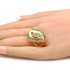 Oro Laminado Multi Stone Ring, Gold Filled Style with White Crystal, Polished, Golden Finish, 01.241.0005.09 (Size 9)