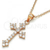 Sterling Silver Pendant Necklace, Cross Design, with White Cubic Zirconia, Polished, Rose Gold Finish, 04.336.0126.1.16
