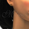Stainless Steel Stud Earring, Flower Design, with Brown Crystal, Polished, Golden Finish, 02.271.0019.5