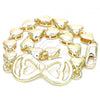 Oro Laminado Fancy Bracelet, Gold Filled Style Infinite and Heart Design, Polished, Golden Finish, 03.63.1856.07