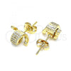 Oro Laminado Stud Earring, Gold Filled Style with White Micro Pave, Polished, Golden Finish, 02.342.0146