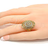 Oro Laminado Multi Stone Ring, Gold Filled Style with White Micro Pave, Polished, Golden Finish, 01.118.0022.07 (Size 7)