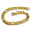 Stainless Steel Basic Bracelet, Figaro Design, Polished, Golden Finish, 03.256.0014.08