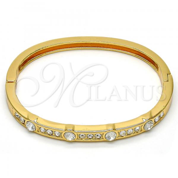 Gold Tone Individual Bangle, with White Crystal, Polished, Golden Finish, 07.252.0029.04.GT (05 MM Thickness, One size fits all)